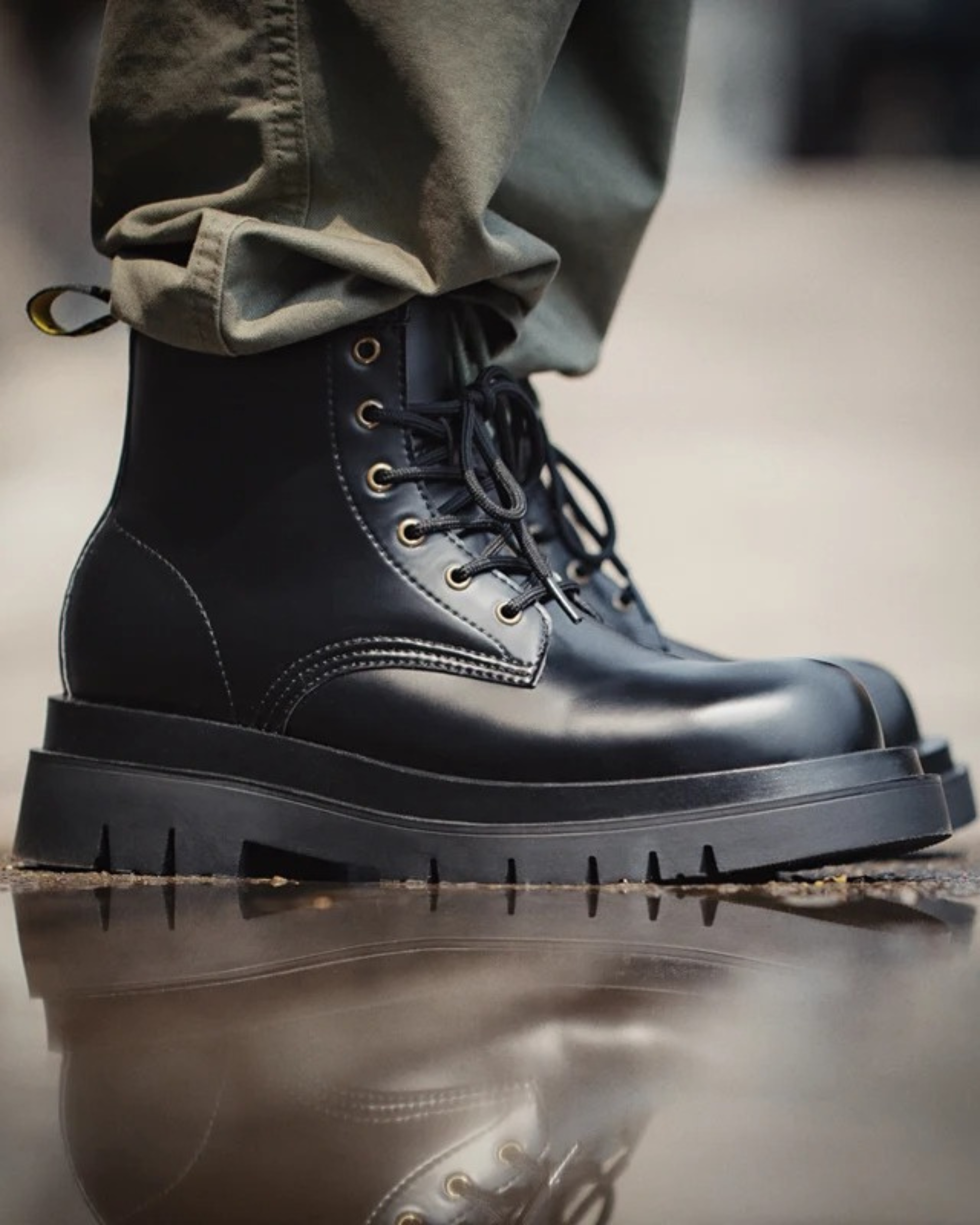 Calfskin Lace-Up Combat Boots