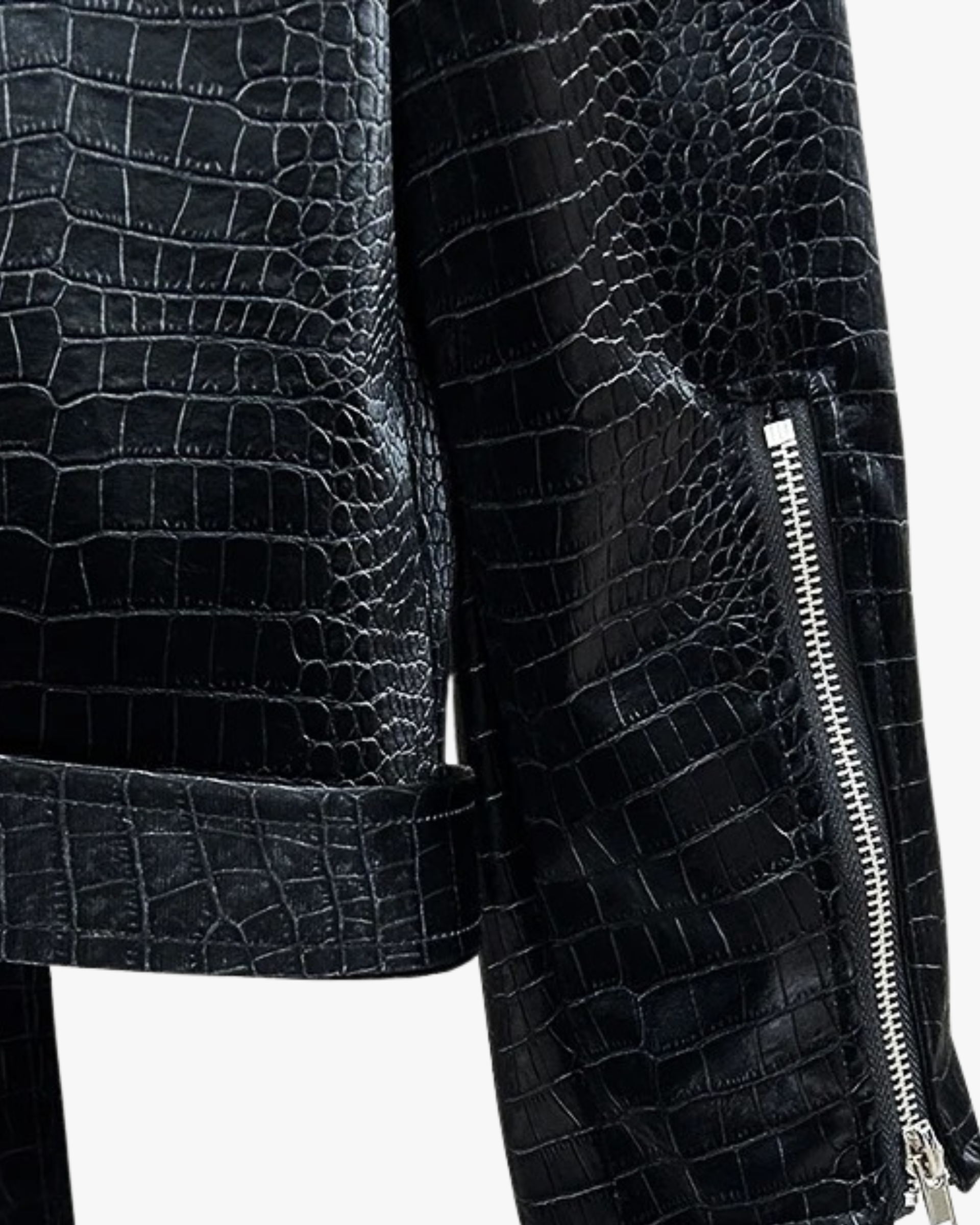 Crocodile Effect Leather Jacket