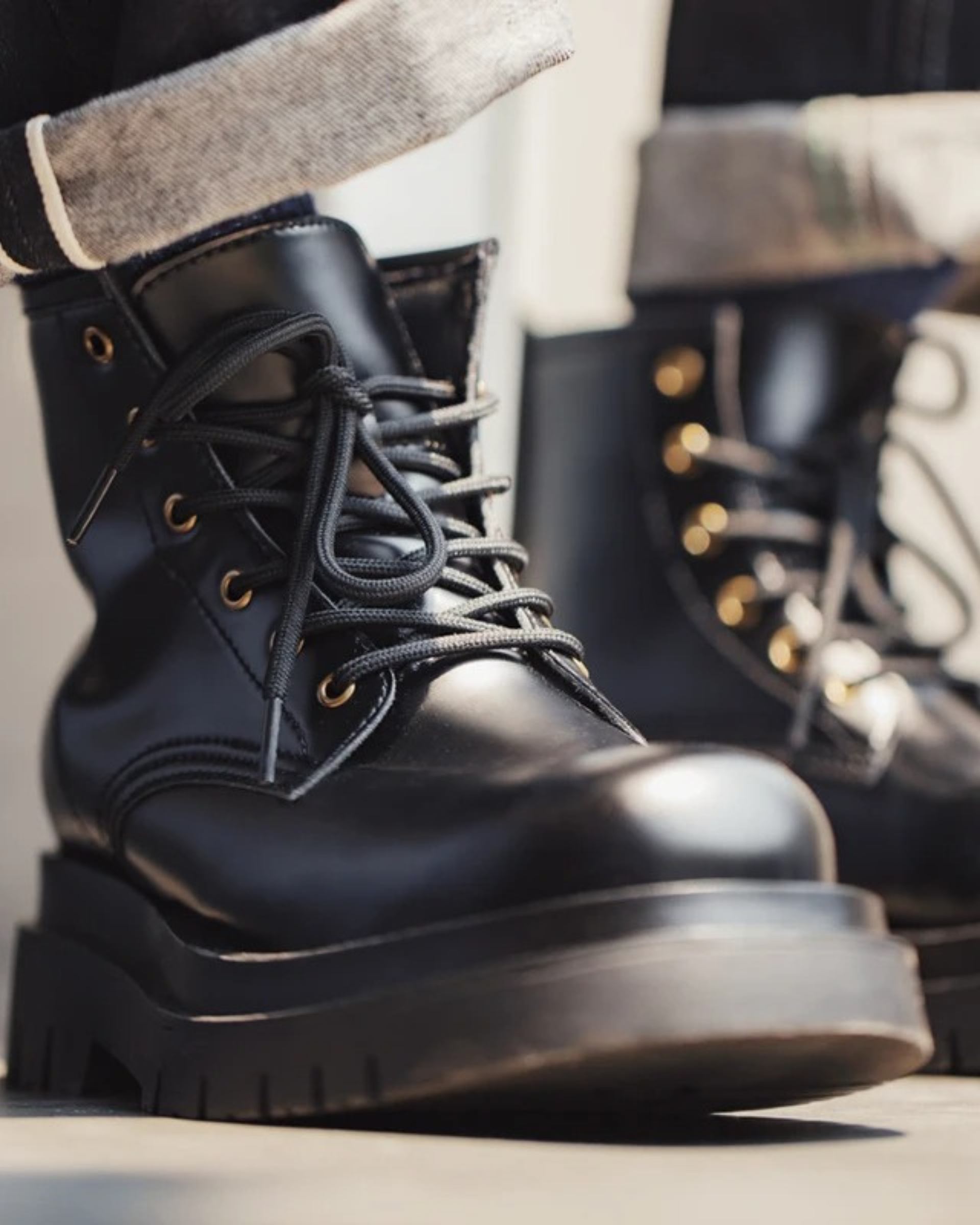 Calfskin Lace-Up Combat Boots