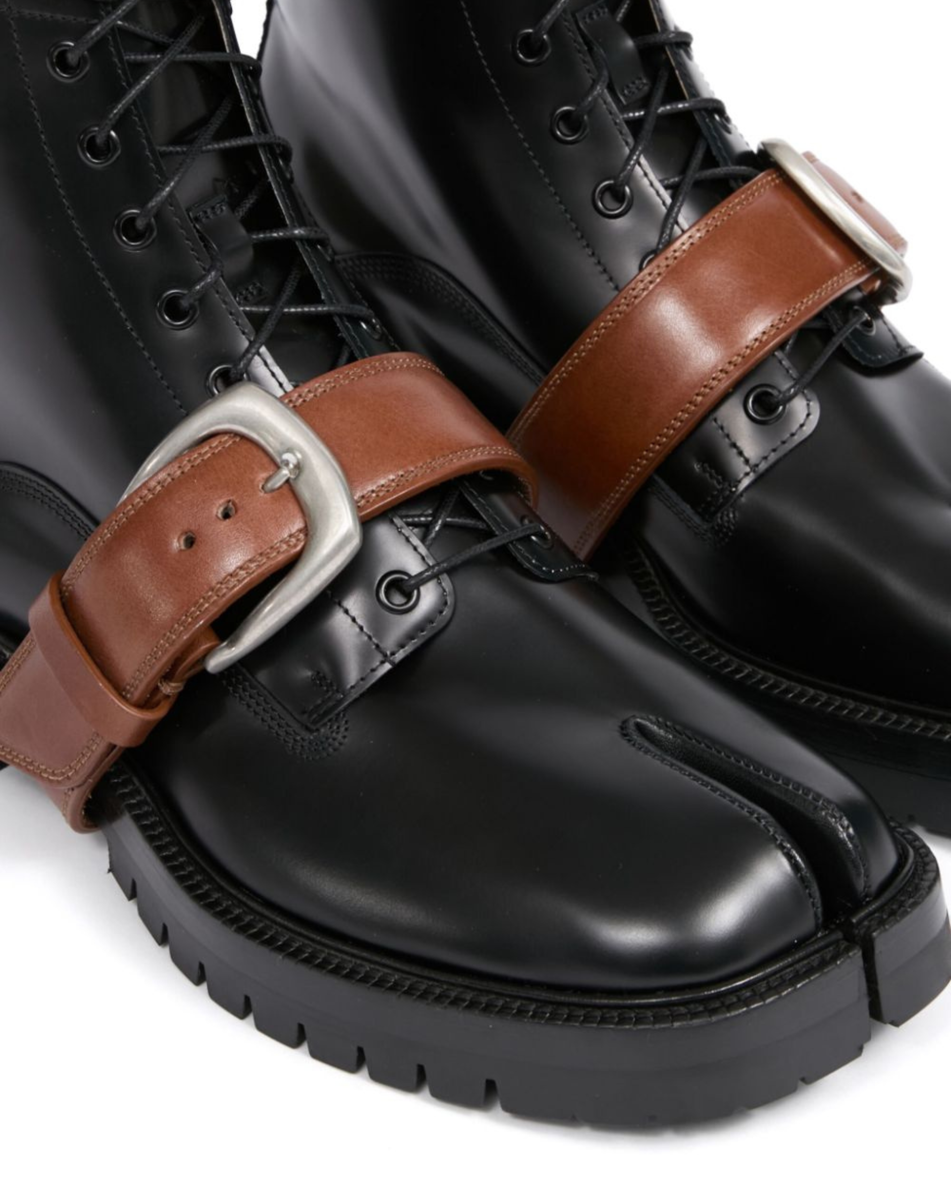 Leather Derby Boots with Buckle Strap Detail